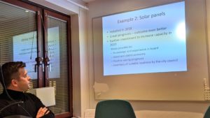 Gabriel, President of Hamnkaptenen HSB Coop in Stockholm explaining solar panel project