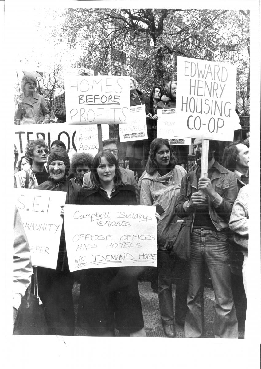 Edward Henry House - Tenants of the community campaining for co-operative housing on the Southbank of the Thames, Central London circa 1983 Edward Henry House - Tenants of the community campaigning for co-operative housing on the Southbank of the Thames, Central London circa 1983